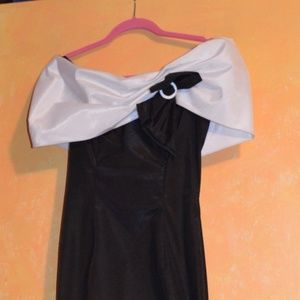New! Black & White strapless Loralie evening gown